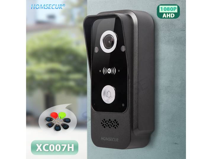 Caméra de sonnette HD IP65 à 4 fils, 13.56Mhz, accès par carte IC 120 ° Angle de vue pour interphone vidéo HOMSECUR 1080P Tuya WIFI