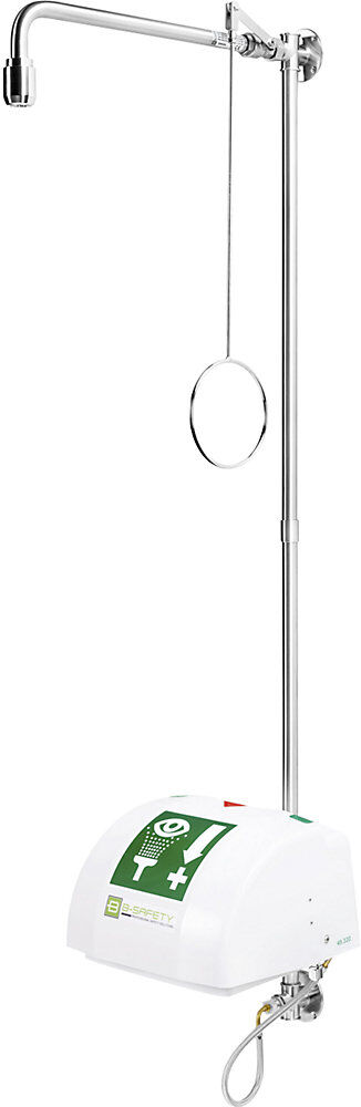 Notduschkombination PremiumLine, mit Augen-/Gesichtsdusche, Becken, Abdeckung, für Wandmontage, Edelstahl B-SAFETY