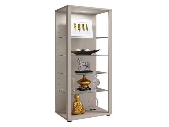 VCM Standvitrine Silber 52x35x115 cm 5 Fächer Präsentationsvitrine Büro Offene Ausstellung von Deko und Sammlerstücken - Wohnzimmer oder Büro - für Sammler und Deko-Fans - Serie Glasol