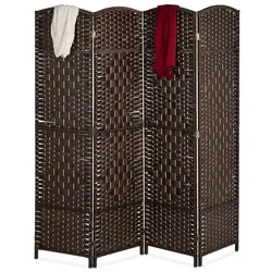 Relaxdays Paravent Raumteiler 4-teilig Braun