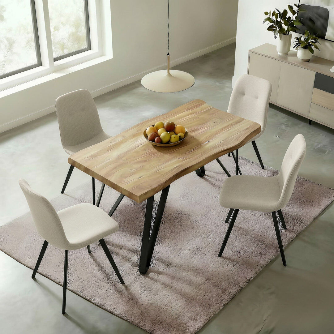George Oliver Malawi 4 -Person Dining Set White 75cm H x 140cm W x 80cm D