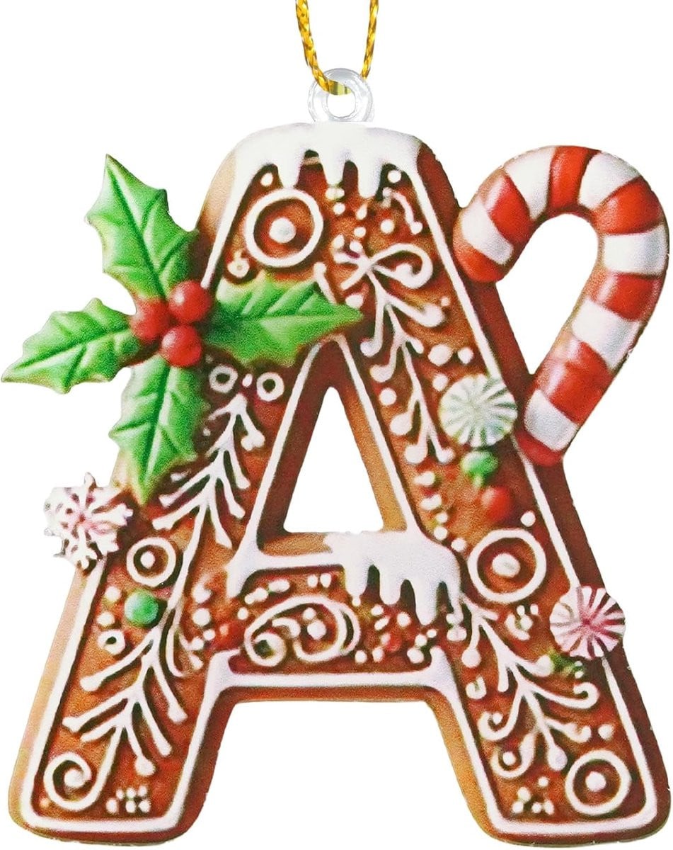 Peperkoek Alfabet Ornamenten - 26 Delige Set Gepersonaliseerde Letters - Kerstboom Decoratie - Gebakken Bruin