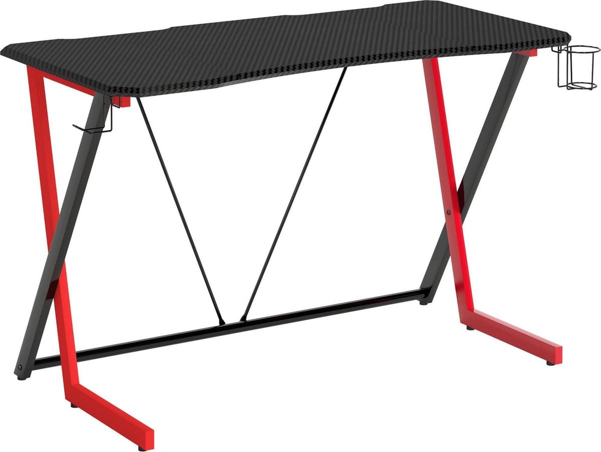 Piranha THRESHER Gamebureau en Computerbureau - Zwart/Rood - Compact Koolstofvezel - B/D/H: 110 x 76 x 60 cm