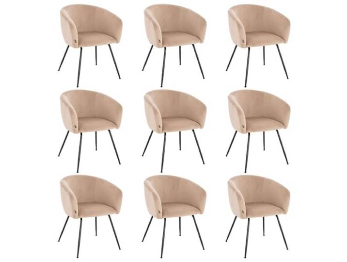 Home Deluxe - Polsterstuhl ARIA - 9 Stück, Farbe: Samt Beige - weiche Polsterung, bis 120 kg belastbar I Küchenstuhl Speisestühle Esszimmerstühle