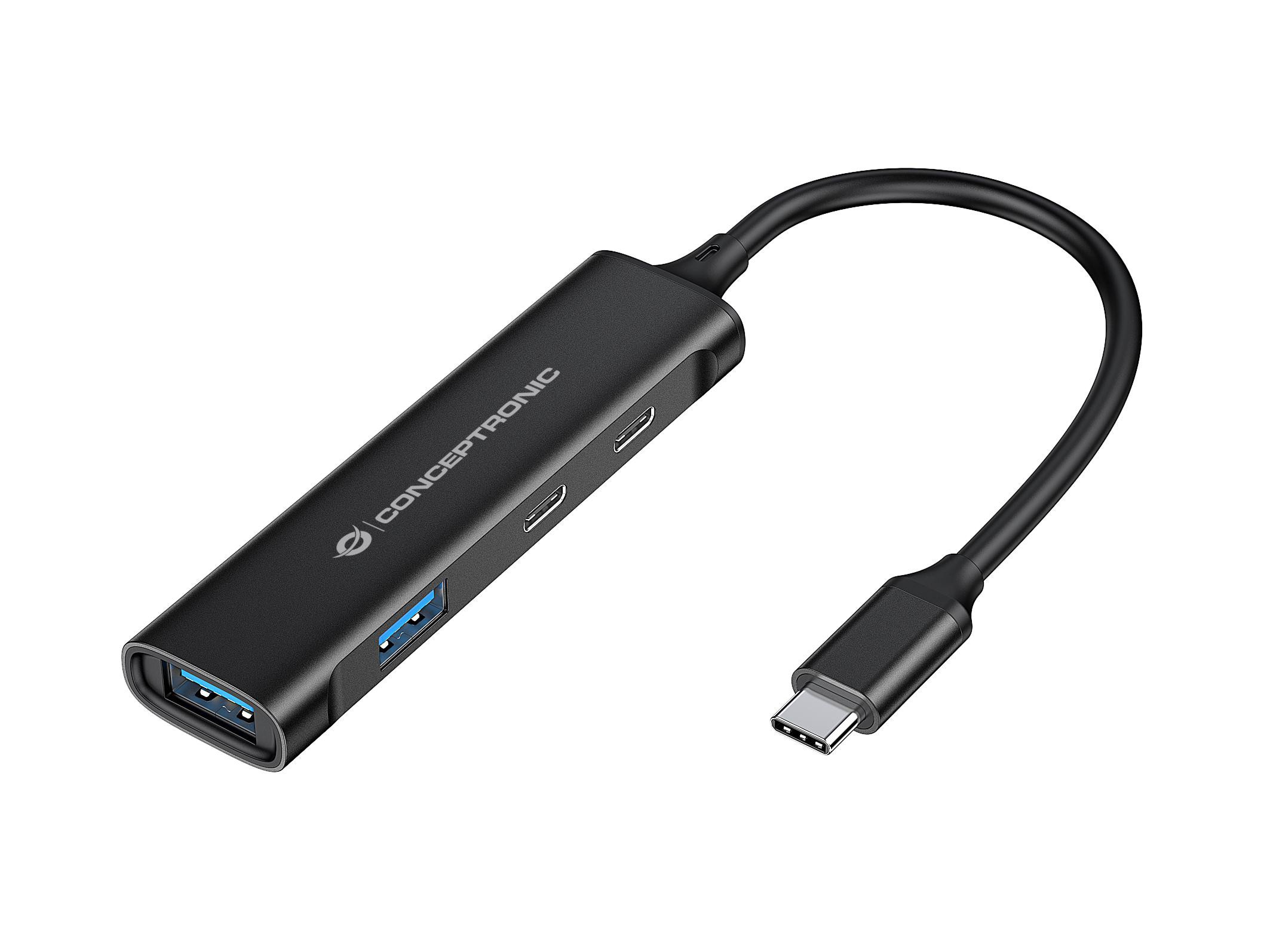 Conceptronic HUBBIES12B 4-Port USB 3.2 Gen 1 Hub, USB-C-Anschluss