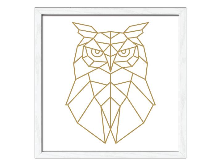 Holzbild Golden Polygon Owl Floatglas, MDF Gold/Weiß 33 x 33 x 1cm