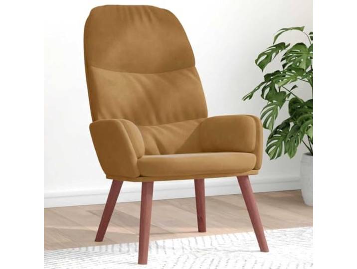 IBUQDDV Relaxsessel Braun Samt mit Sperrholz Und Metall Gestell Weicher Samtstoff, stabiles Holzfuesse, dicke Polsterung, vielseitig fuer Wohnraum