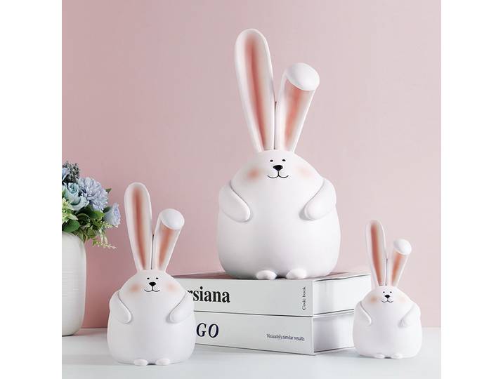 Nouvelles figurines miniatures en céramique, figurines miniatures du Lapin de l'Année, poupées - Série Guérison, décoration intérieure, Figurki Miniaturkowe ZY40XBJ