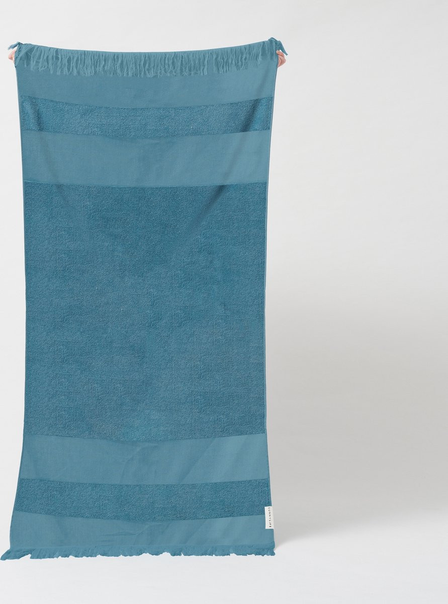 SunnyLife Beach Strandlaken van Turks Katoen - Blauw - 175 x 90 cm