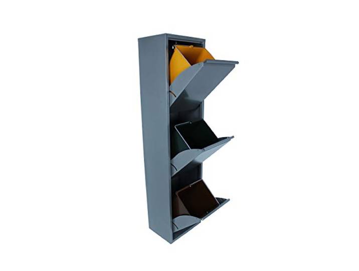 DRW Mülleimer Mülleimer Mülleimer Metall Würfel Farben 34x25x136 Versilbert