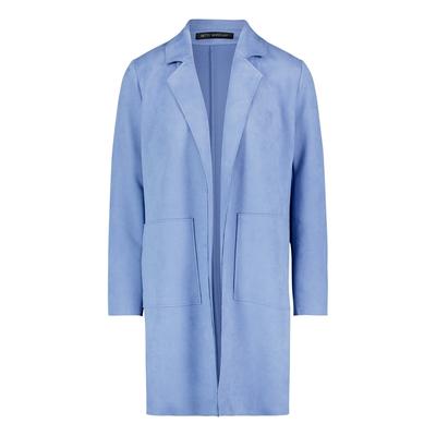 Jackenblazer BETTY BARCLAY "Damen ohne Verschluss", Damen, Gr. 40, blau (infinity), Samt, Obermaterial: 95% Polyester, 5% Elasthan, gerade lang, Blazer