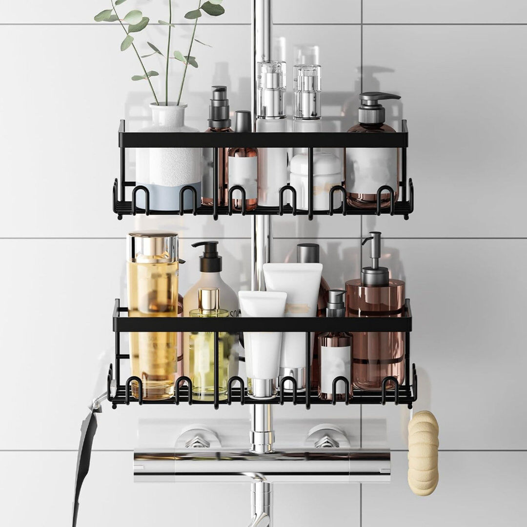 Belfry Bathroom Recessed Stainless Steel Shower Basket Matte Black 9.7cm H X 30cm W X 12cm D