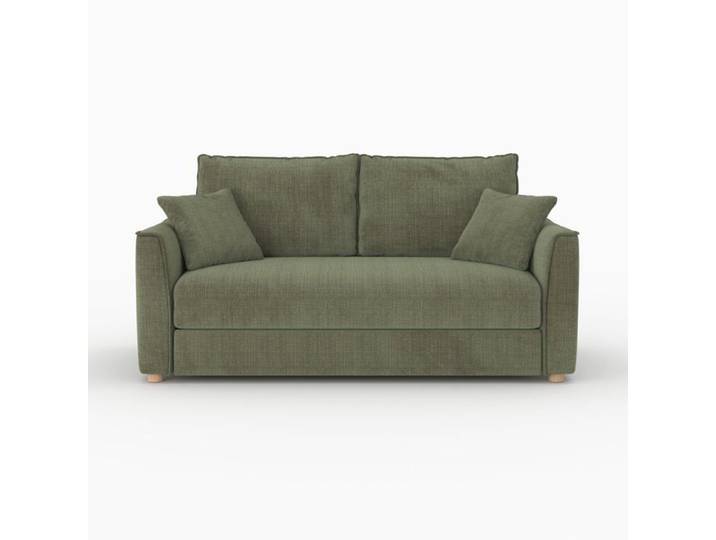 Canapé convertible 2 places en tissu texturé vert kaki - Olympe - Maison Pavane