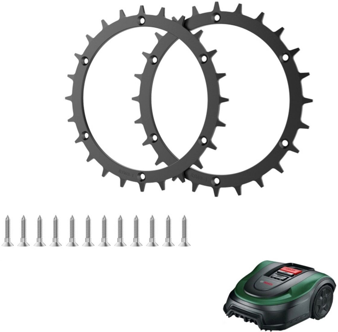 INF Clous antidérapants pour roues de tondeuse robotisée, acier laminé à froid, compatibles avec Bosch Indego Xs 300 / M 700 /