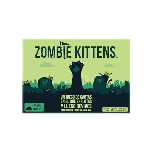 Exploding Kittens Zombie Kittens kaartspel voor kattenliefhebbers, Spaans, 2 tot 5 spelers, vanaf 7 jaar
