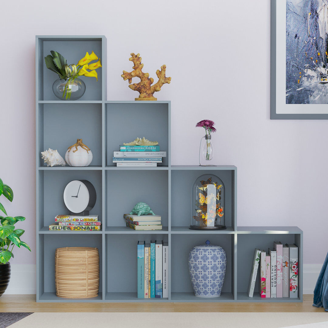 Lassic 128 cm H x 128 cm W Cube Bookcase Grey 128cm H X 128cm W X 29cm D