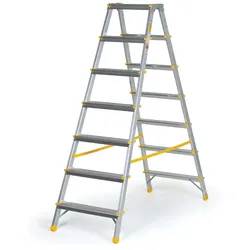 Podestleiter beidseitig aus Aluminium ALVE EUROSTYL, 2x7 Stufen, Höhe 1,46 m