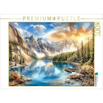 CALVENDO Puzzle Der Moraine Lake - ein von Gletschern gespeister Bergsee in den Rocky Mountains | 1000 Teile Lege-Größe 64x48cm Foto-Puzzle für