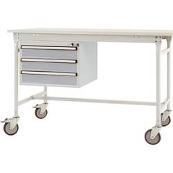 Manuflex ZB4632.9006 Gehäuse-Unterbau mobil, Nutzhöhe 3 Schubfächer mm mit alusilber ähnlich RAL 9006. Für Tischtiefe 800 mm