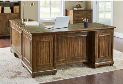 Martin Furniture Traditional Wood L-Desk & Return, Writing Table & Return, Office Desk & Return, Corner Desk & Return, Brown