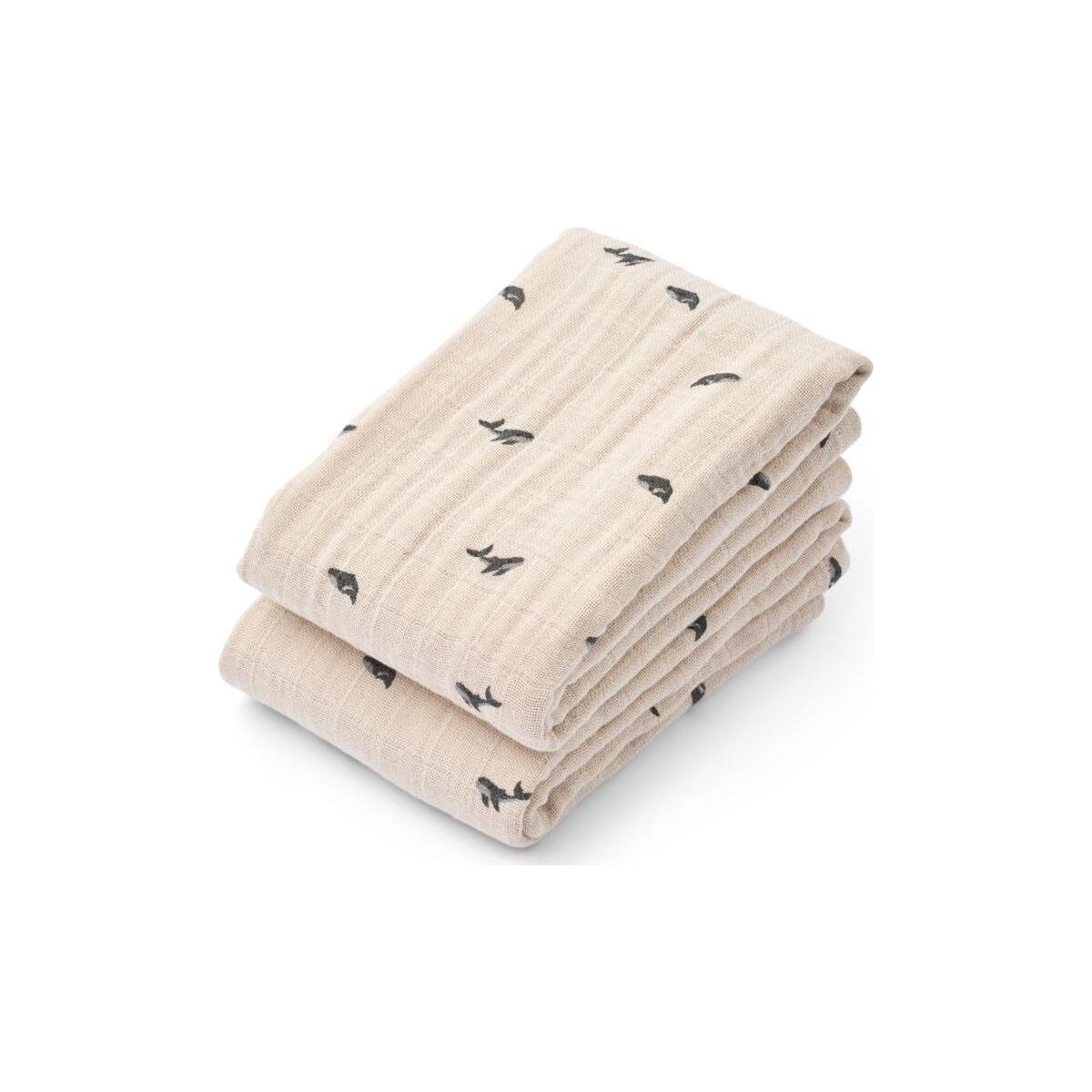 Liewood Lewis Muslin Cloth 2-pack mini whale / sandy (2507) ONE SIZE LW14907-2507-ONE SIZE-CU