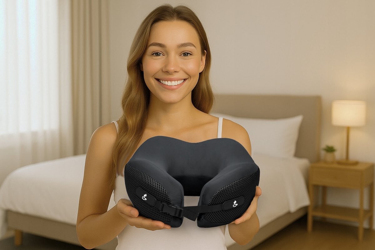Sleep Med Reiskussen voor volwassenen - Geheugenschuim - Zwart