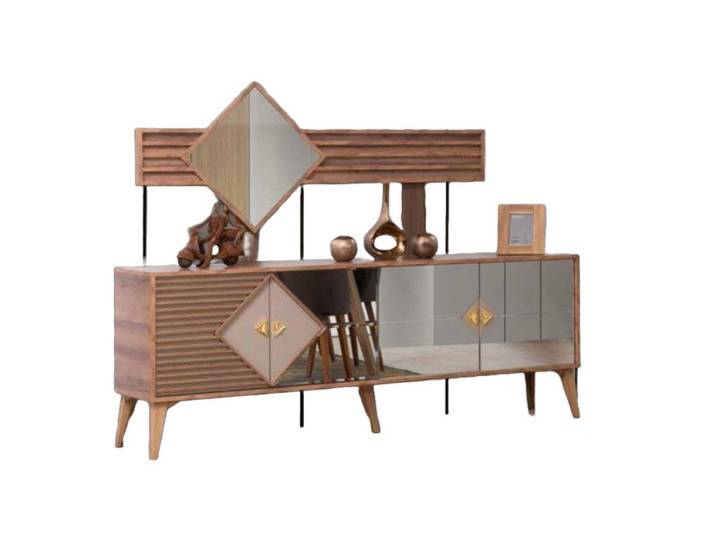 Xlmoebel Sideboard Braunes Massivholz-Sideboard mit hochwertiger Verarbeitung (Sideboard, Sideboard), Hergestellt in Europa