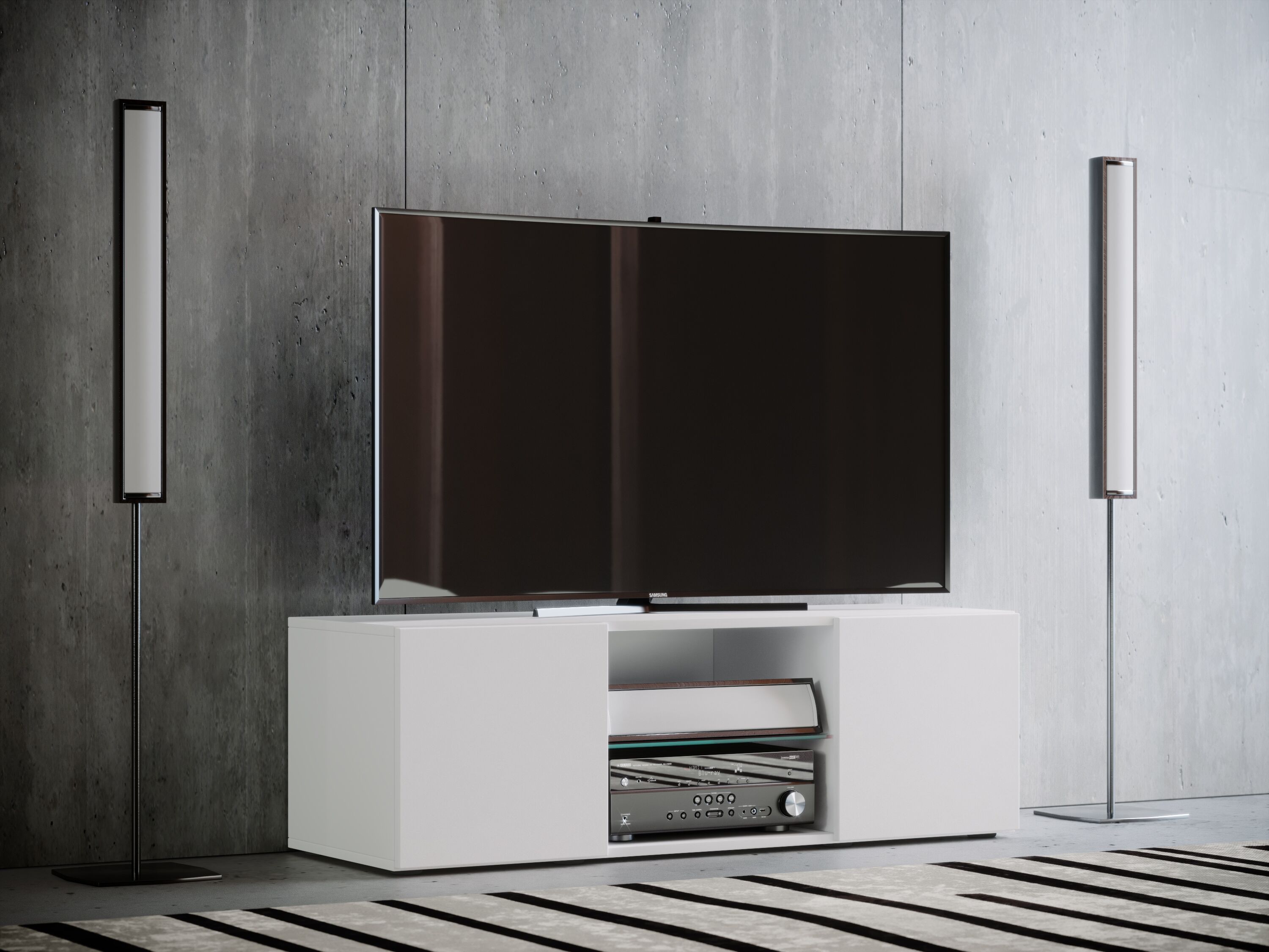 Wohnzimmertisch VCM "Holz TV Lowboard Möbel Fernsehschrank Lowina", weiß, B:95cm T:36cm, Regale, Wohnzimmertisch