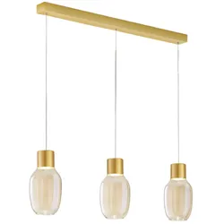 Fabas Luce Lapo LED-Pendelleuchte, 36 W, 3900 lm, 3000 K warmweiß, Metallrahmen und cognacfarbenes Borosilikatglas, stufenlos dimmbar - Lapo