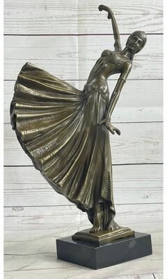 Bronzhaus Hand Made Bronze Sculpture After Chiparus Chorus Dancer Signed Figurine Figure