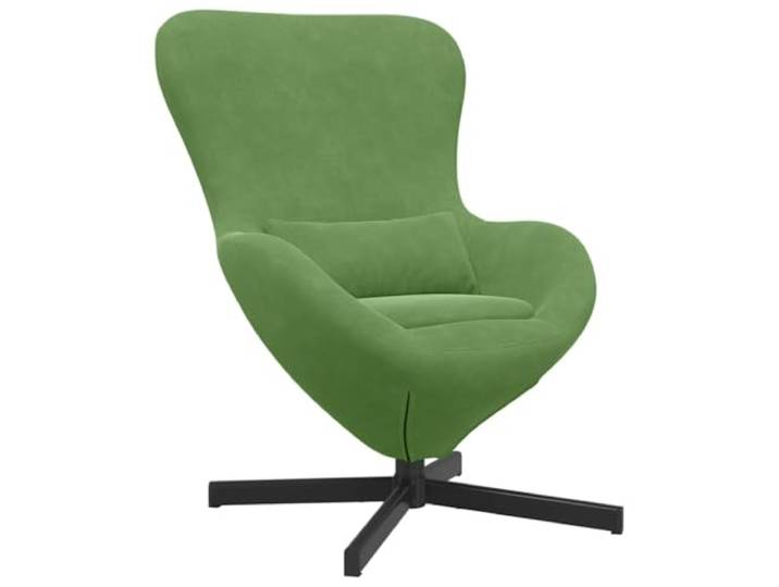 HAQWRDQSG Eiersessel Hellgrün 63 x 73 x 90 cm Drehsessel Samt Gemütlicher 360 Grad Drehsessel aus Samt mit Kissen für Wohnzimmer und Schlafzimmer. Stabile schwarze Stahlbeine.