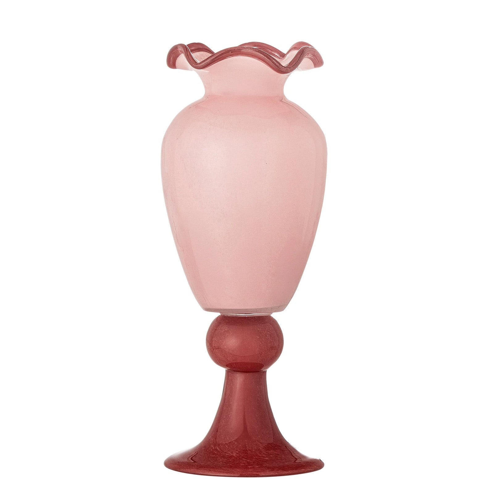 Bloomingville Frills vaas, Roze, Glas, Hoogte: 34 cm