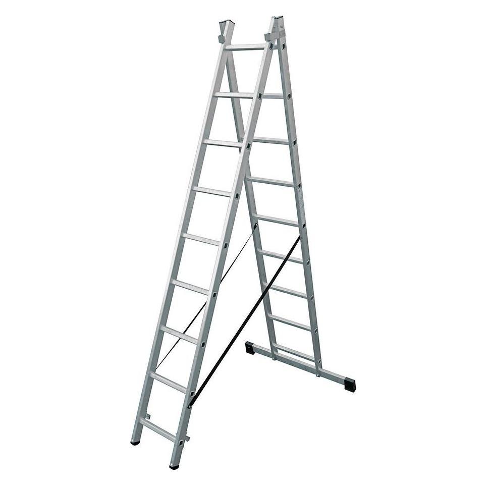 EDM Verwandelbare Aluminium-Leiter 2 x 9 Stufen (Mehrzweckleiter, 255 cm) (34789080)