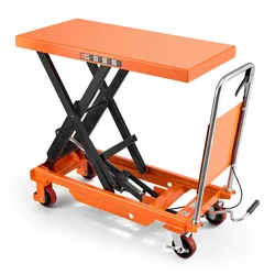 VEVOR Hydraulischer Hubtischwagen 1000kg Belastbare Hebebühne 100cm Hubhöhe, Scherenhubtisch zum Transport für Werkstatt & Lager, Stahlkonstruktion, Einzelschere, mit 4 Rädern Fußpedal & Klappgriff
