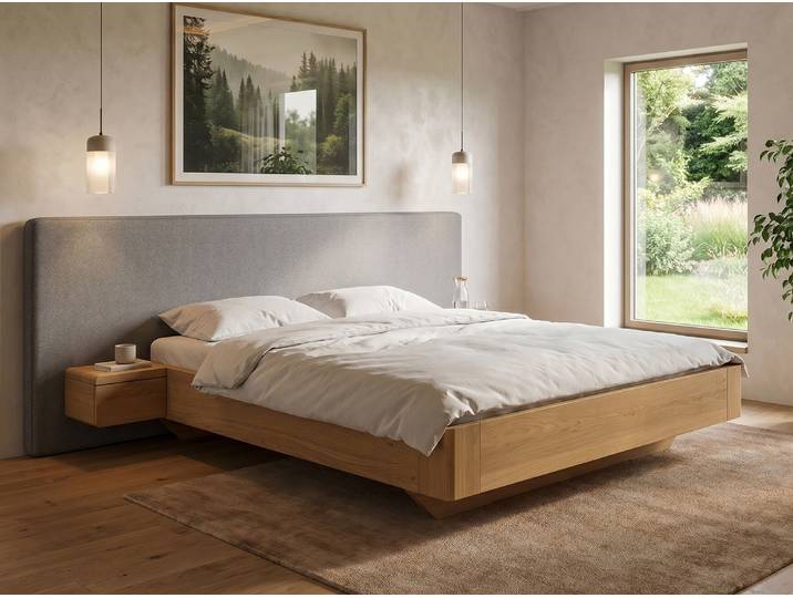 Bett „Clarissa“ Eiche Hell 120 x 190 cm Massivholz Eiche Hell