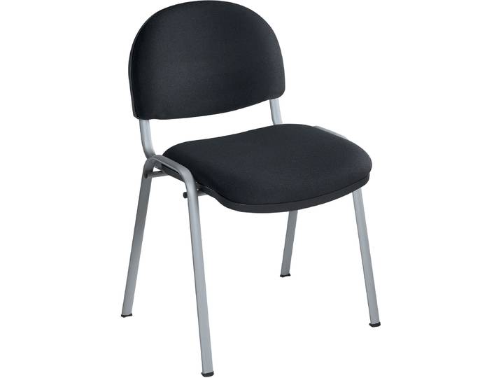 Chaise réunion et visiteur Prima - Tissu rembourré - Noir - Pieds Alu