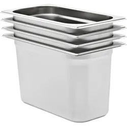 Helloshop26 - 4er-Set stapelbare Gastronorm-Behälter 325 x 176 x 200 mm, praktisch für die Küche, aus silbernem Edelstahl 02_0045994