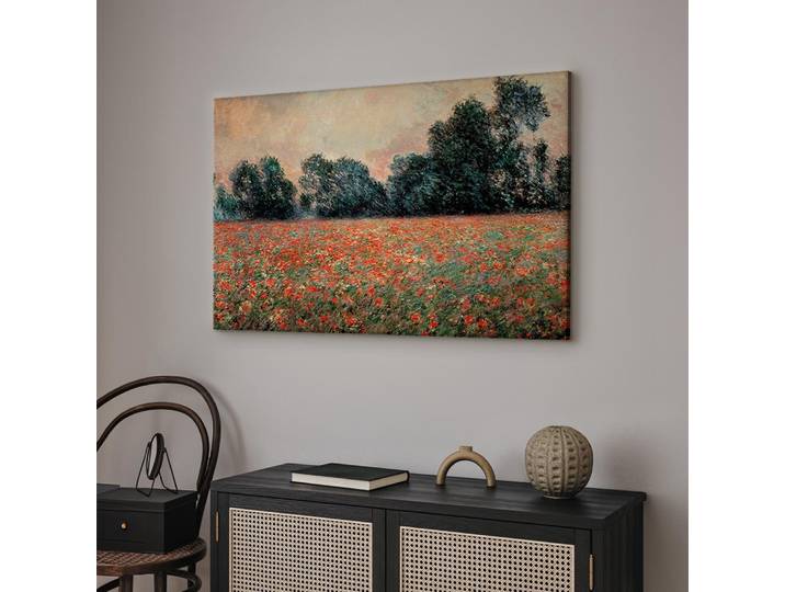 Toile Champ de coquelicots sauvages Feutre Multicolore/Multicolore 120 x 80cm