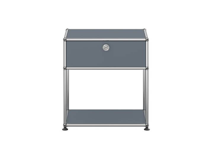 USM Haller Nachttisch M54 mittelgrau 1 Klapptür oben ohne Schloss 52.3x56.5x37.3 cm