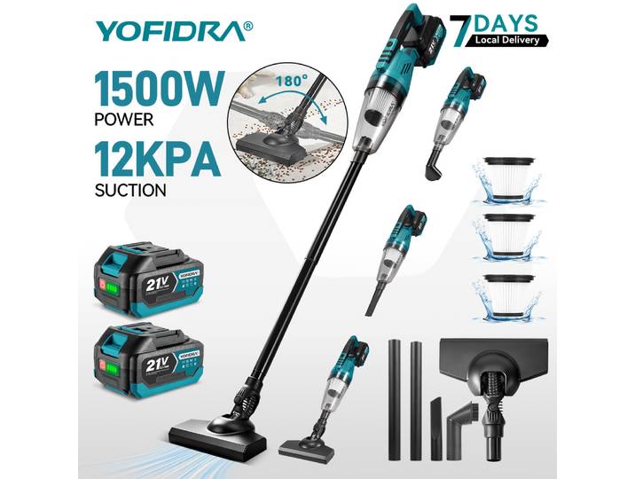 YOFIDRA 4IN1 aspirateur électrique 12Kpa 1500W aspirateur sans fil maison voiture jardin nettoyage outils électriques pour Makita batterie broche