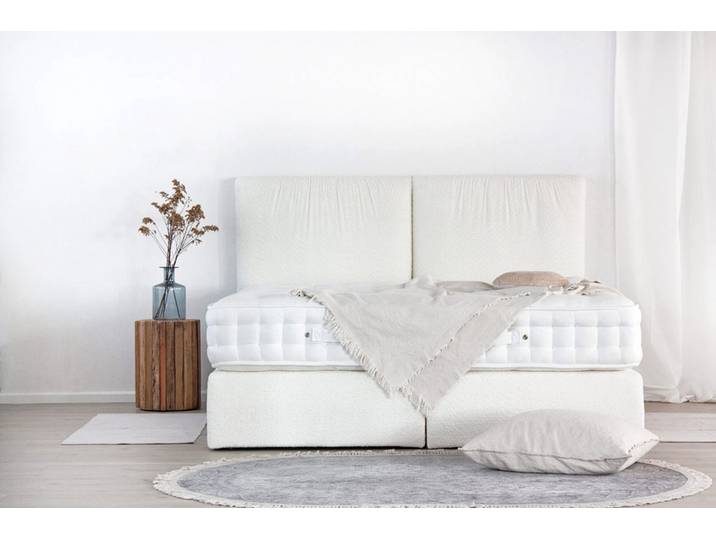 Boxspringbett LOVELY 160x200 cm - verschiedene Farben und Bezüge verfügbar - mit Matratze - mit gepolsterem, mittig geteiltem Kopfteil
