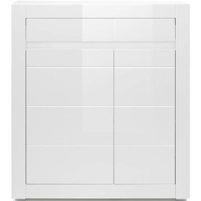 Kommode HOME AFFAIRE "Carat", weiß (weiß, weiß hochglanz), B:100cm H:112cm T:35cm, Sideboards, Kommode, Breite 100 cm, wird mit 2 Leisten geliefert (weiss und grau)