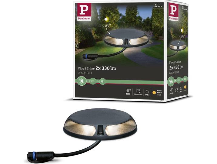 Paulmann Plug & Shine LED Bodenaufbauleuchte Warmweiß Einzelspot Zweifacher Lichtaustritt, 180°