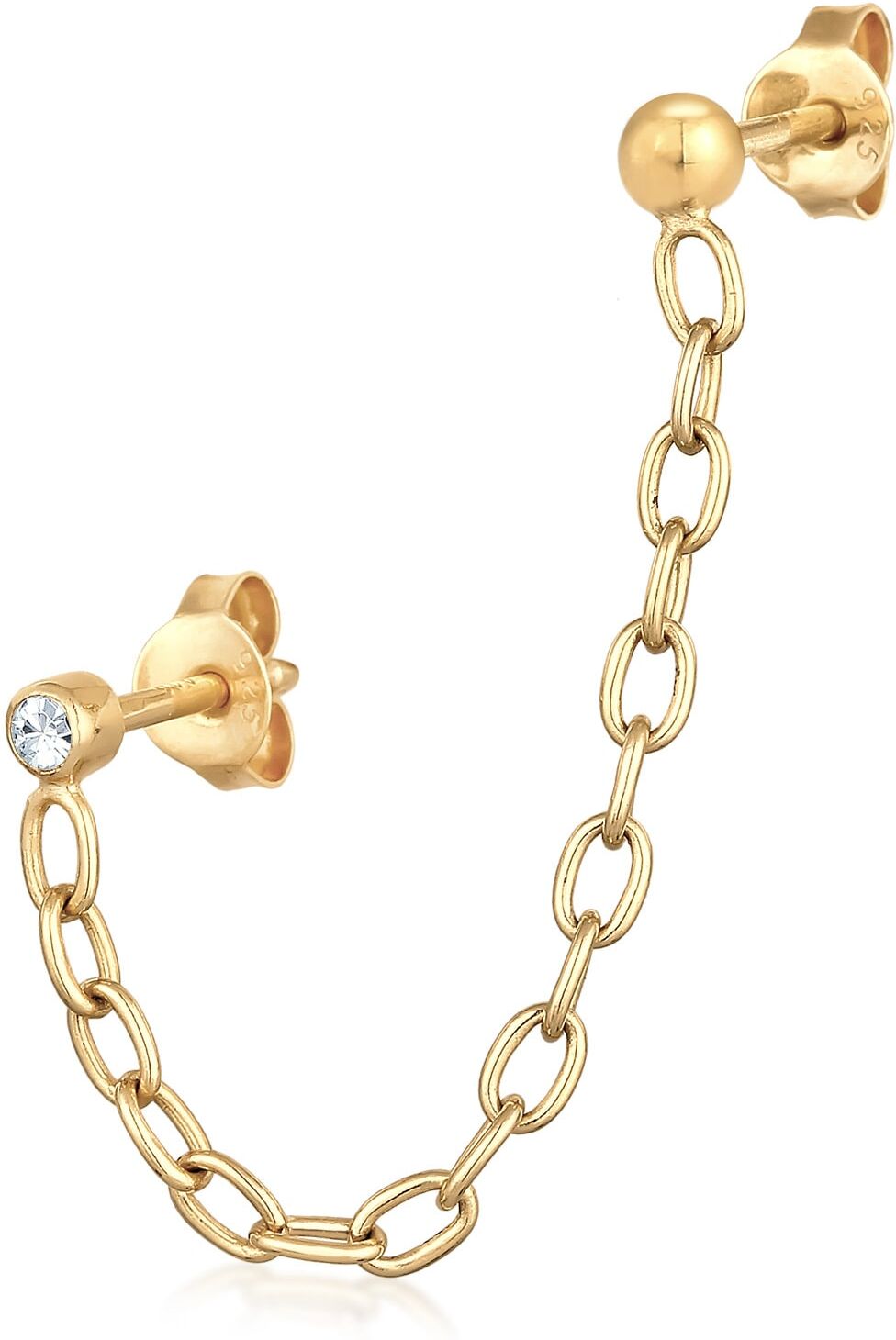 Paar Ohrstecker ELLI "Ohrringe Kette Piercing 925 Silber, mit Kristallen von Swarovski" Gr. 3, gold, Ohrringe, Damen, 3, Silber 925 (Sterlingsilber), Paar Ohrstecker