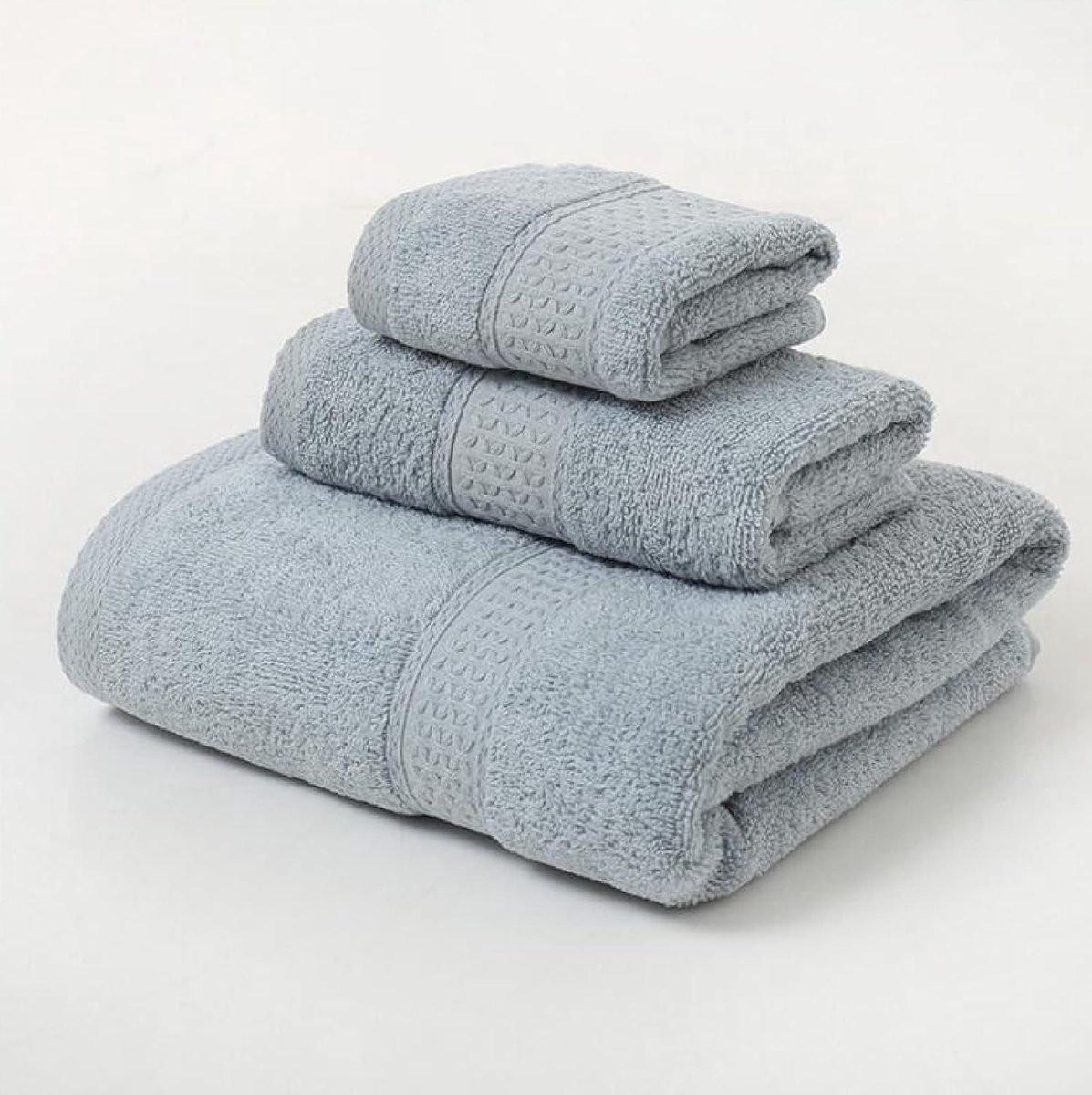 3-delige badkamer textiel set van 100% katoen in effen kleur voor volwassenen