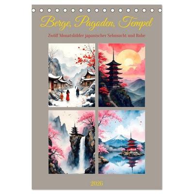 Berge, Pagoden, Tempel (Tischkalender 2026 DIN A5 hoch), CALVENDO Monatskalender