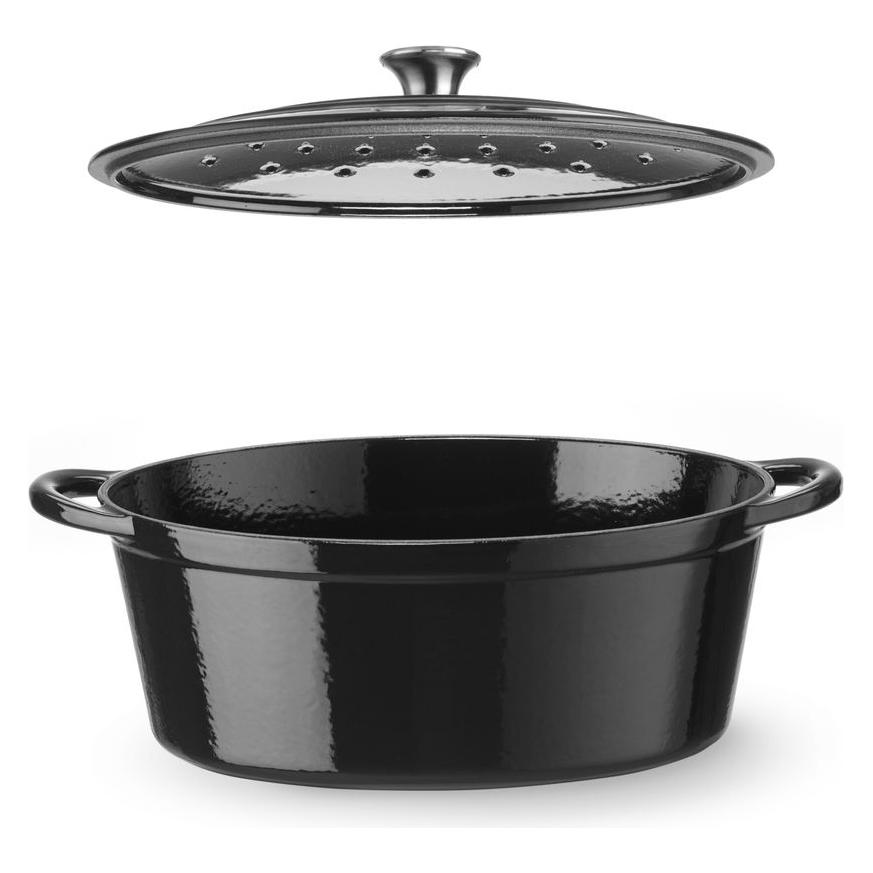 Hendi Emaillierter Gusseisentopf,, 6,88L, Schwarz, 405x255x(H)134mm (Kochtopf, Gusseisen) (62082627)