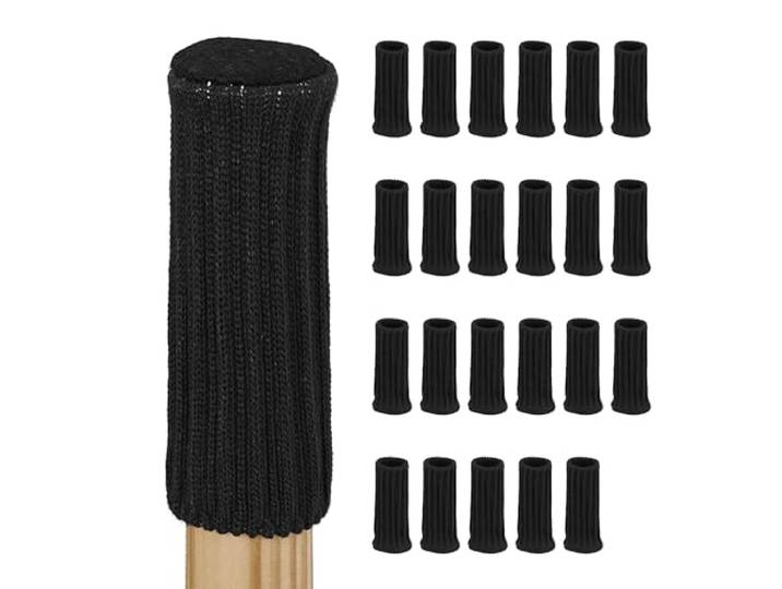 Relaxdays Lot de 24 Chaussettes pour chaises\, Tables & Divers Meubles\, Protections Rondes pour Sol\, élastiques\, Noir