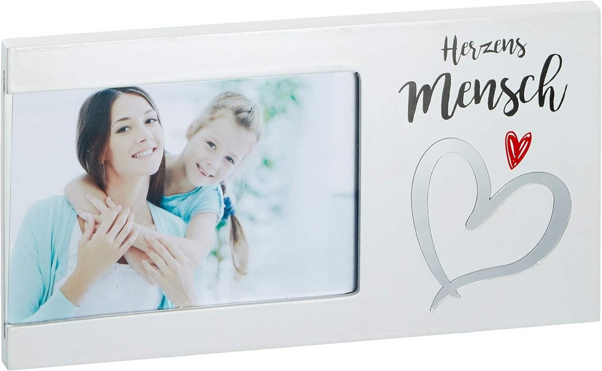 Fotolijst Hartensmensch Wit - Houten Fotostandaard Decoratie - 25 x 13 cm