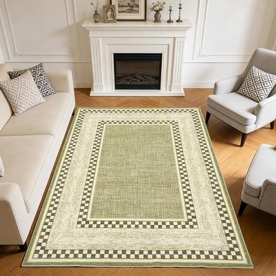 Garvee Checkered Runner Rug, Washable Non Slip Low Pile Rug for Bedroom Living Room
